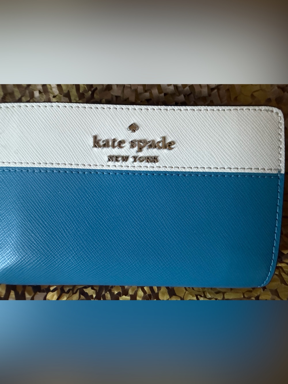 kate spade Two-Tone White and Blue Slim Wallet